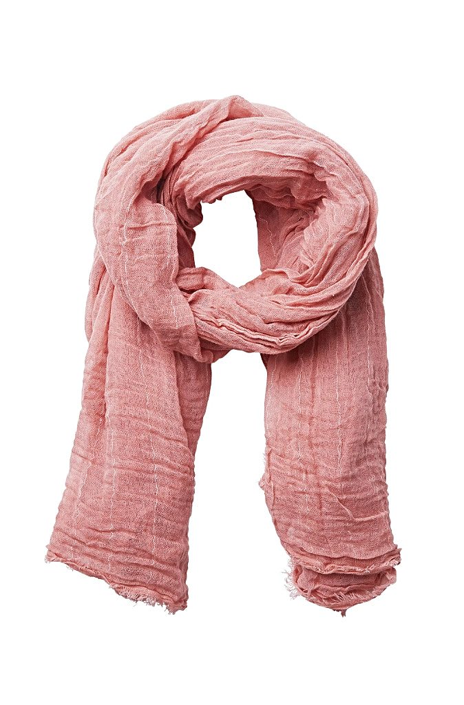 Rabens Saloner Hannah Cotton Gauze Scarf in Coral - Wild Paisley