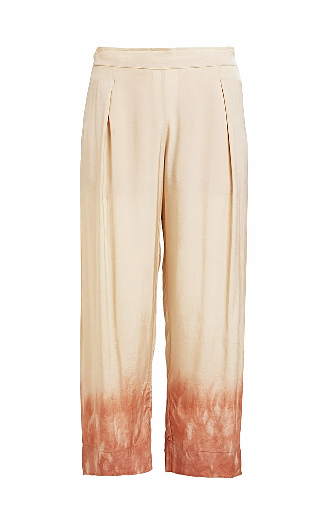 Rabens Saloner Holly Freckled Border Pants in Sand Pink - Wild Paisley