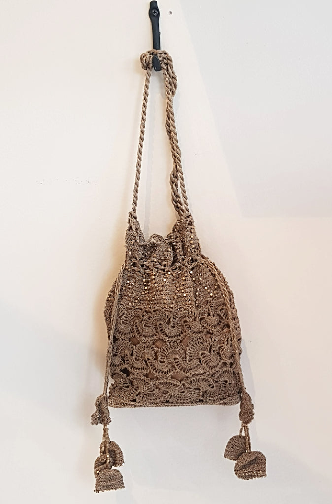 Eva Massai Creations Hand Crocheted Evening Bag Gold - Wild Paisley