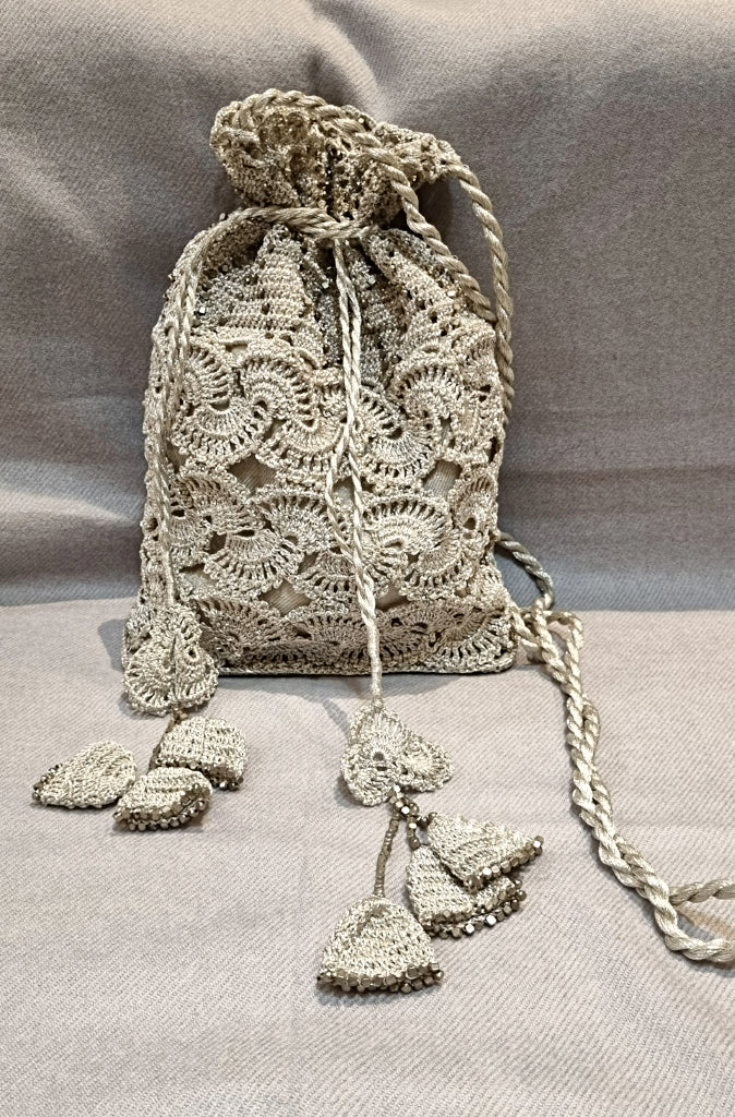 Eva Massai Creations Crocheted Evening Bag Silver - Wild Paisley