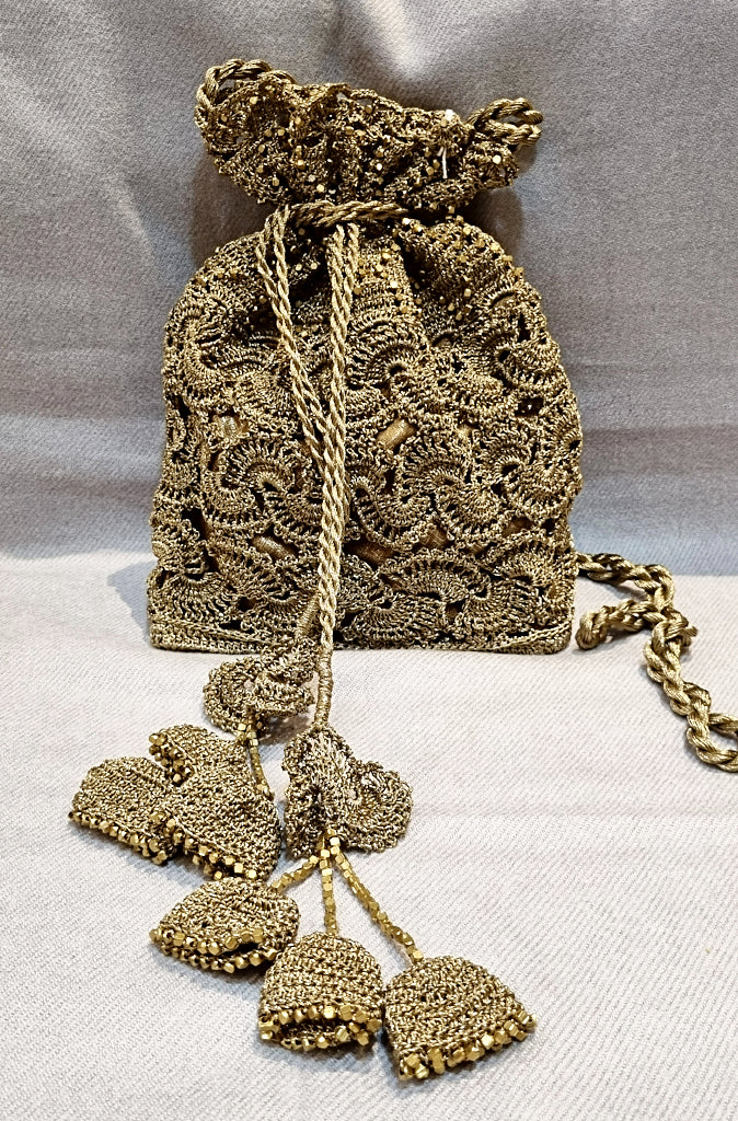 Eva Massai Creations Crocheted Evening Bag Gold - Wild Paisley