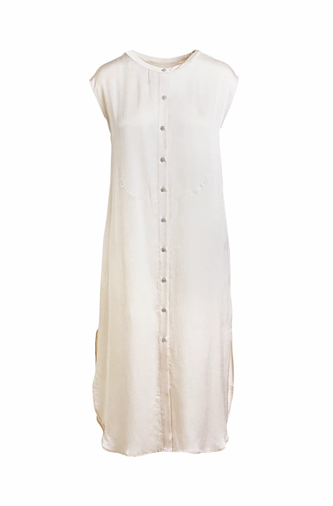 Rabens Saloner Beth Hammered Dress in Off White - Wild Paisley