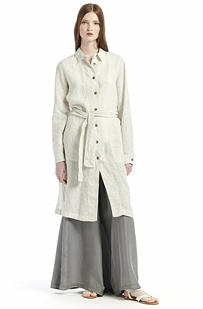 Transit Par Such Relaxed Trench Coat in White Stripe - Wild Paisley