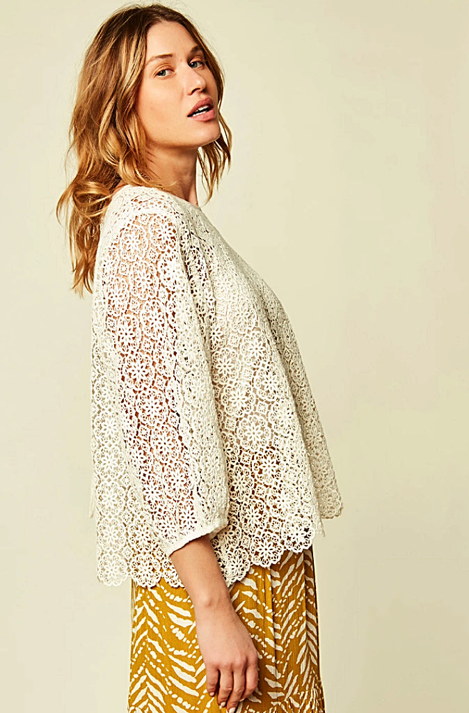 Stella Forest Laeticia Tunic Top in Ecru - Wild Paisley