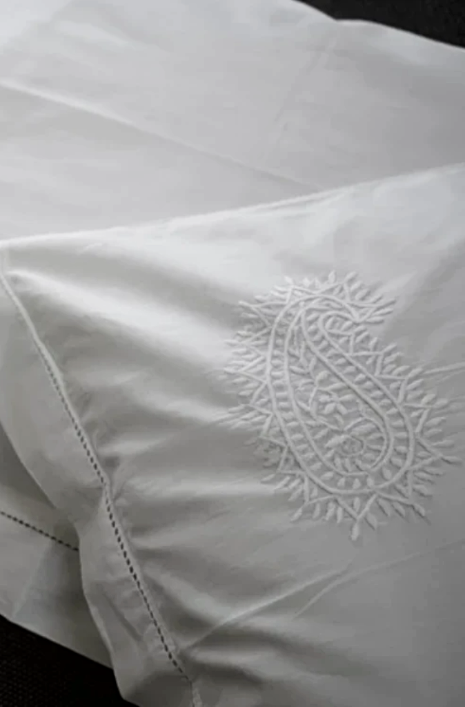 Eva Massai Creations Embroidered Pillowcases Standard Size Set of 2 Mango Motif- Wild Paisley
