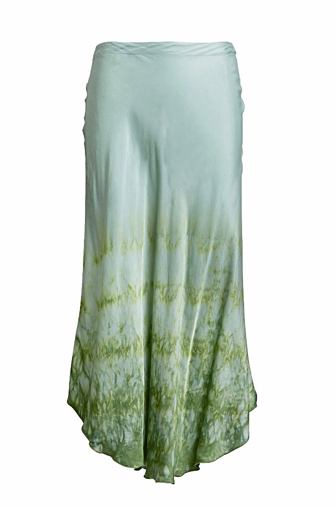 Rabens Saloner Nelie Bias Cut Skirt in Soft Green - Wild Paisley