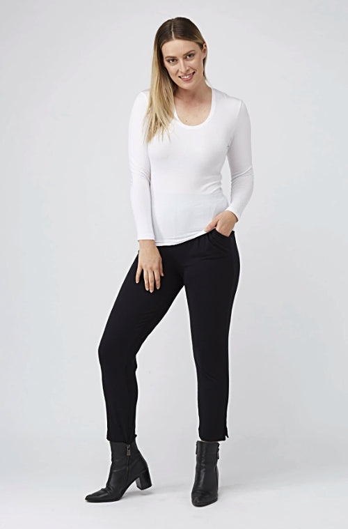Tani Long Sleeve Scoop Neck Fitted Tee - Wild Paisley