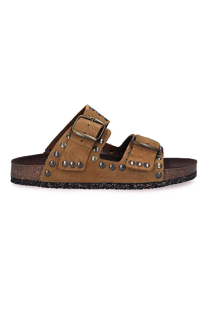 Bosabo Rivet Sandals in Tan Suede - Wild Paisley