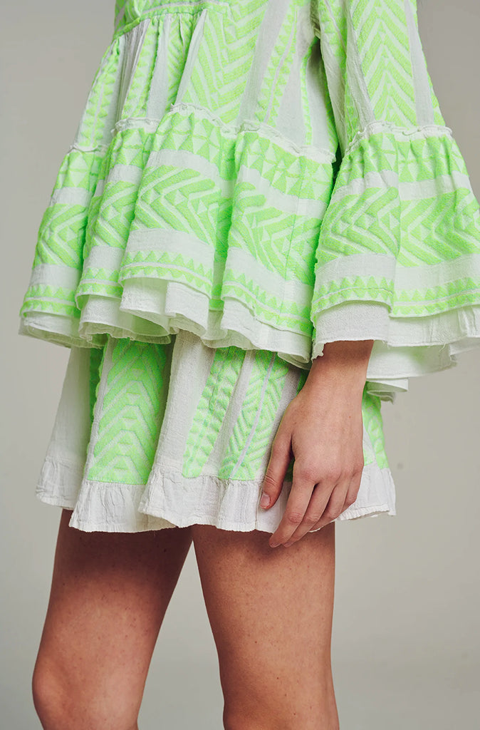 Devotion Twins Folegandros Skirt in Neon Lime/White - Wild Paisley