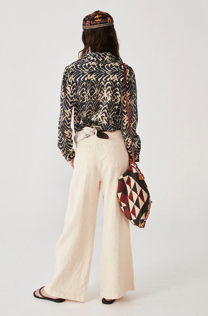 Maison Hotel Marisa Linen Trousers in Rustic Ecru - Wild Paisley