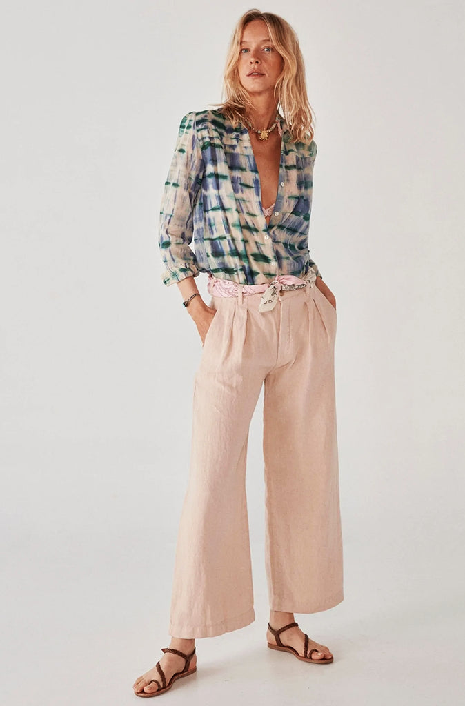 Maison Hotel Marisa Linen Trousers in Rustic Pink - Wild Paisley